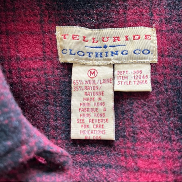Telluride Clothing Co. Buffalo Plaid Wool Bend Shirt / Jacket with Fringe Medium - Picture 6 of 7